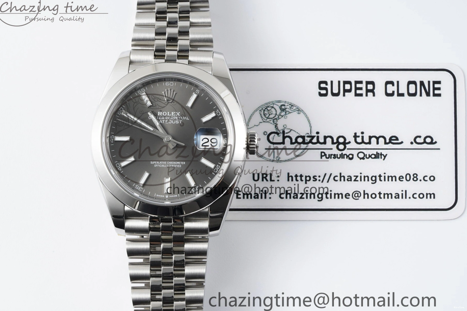 MiroTime 0503 OdorResistant DateJust 41 SS Polished Bezel KING 1:1 Best Edition 904L Steel Gray Stick Dial on Jubilee Bracelet VR 2207